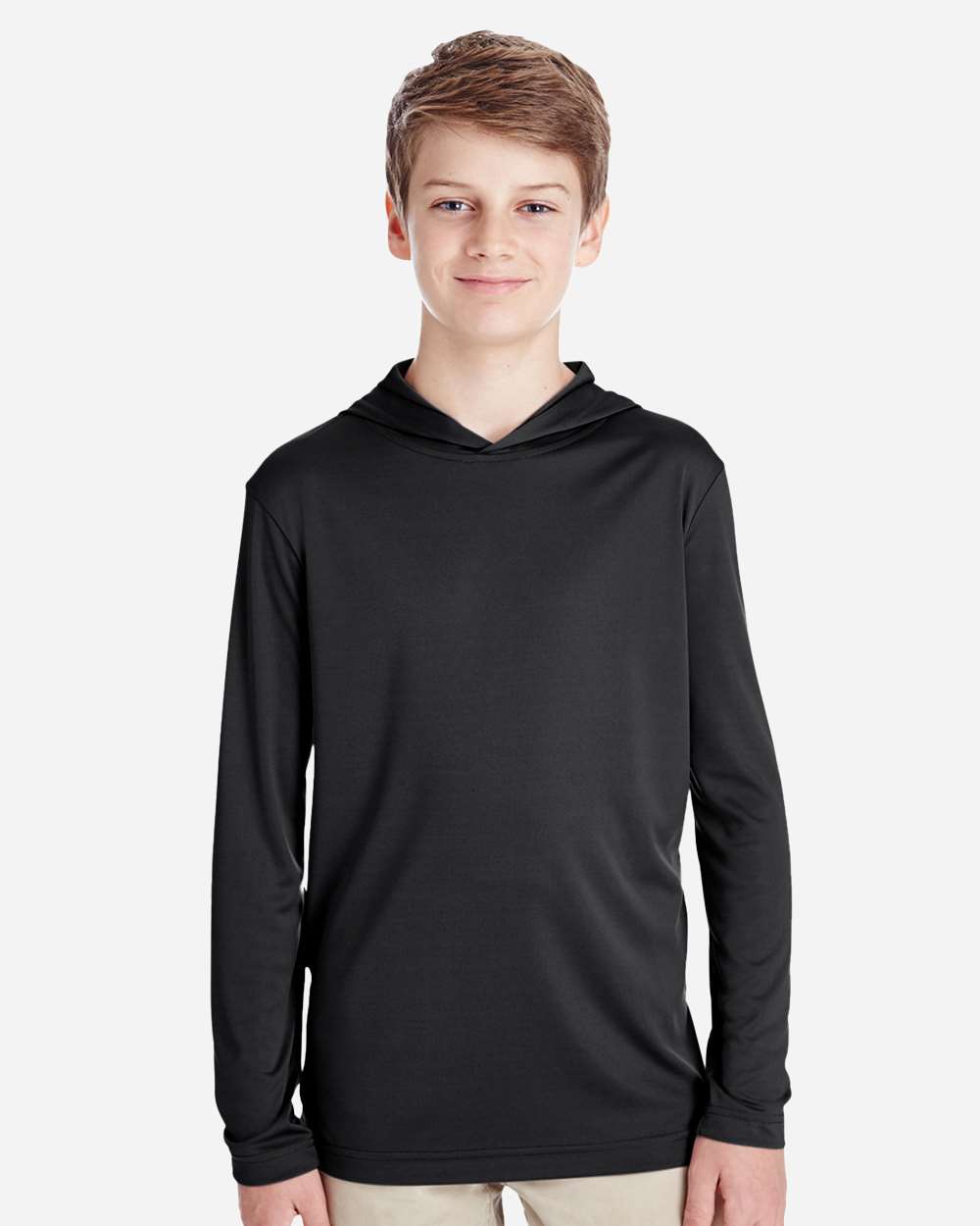 Youth Zone Performance Hooded T-Shirt - OnModelFront - B713D9503 - Black