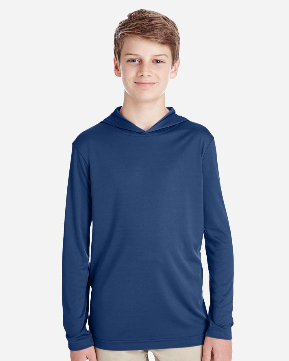 Youth Zone Performance Hooded T-Shirt - OnModelFront - B713D9653 - Sport Dark Navy