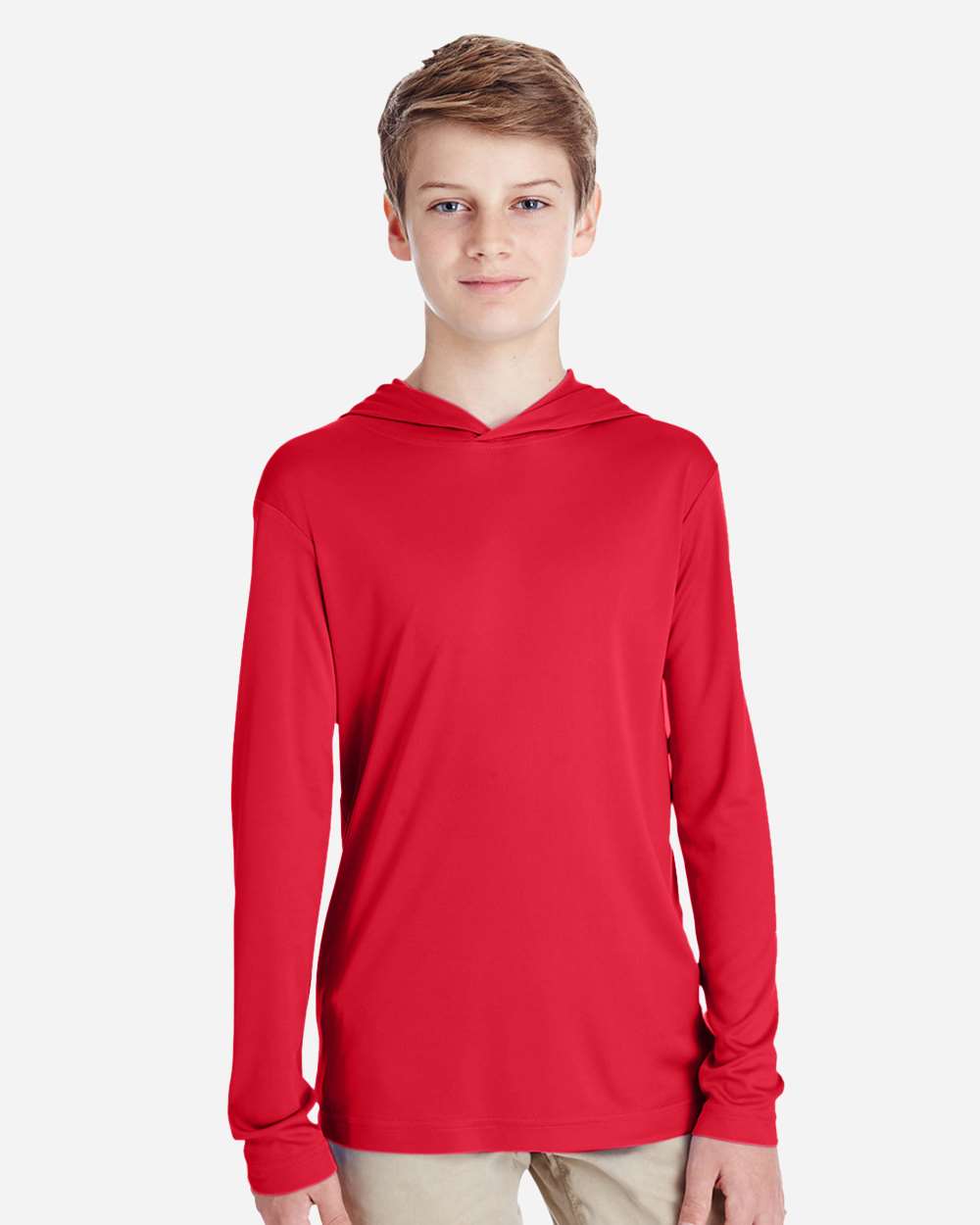 Youth Zone Performance Hooded T-Shirt - OnModelFront - B713D9703 - Sport Red