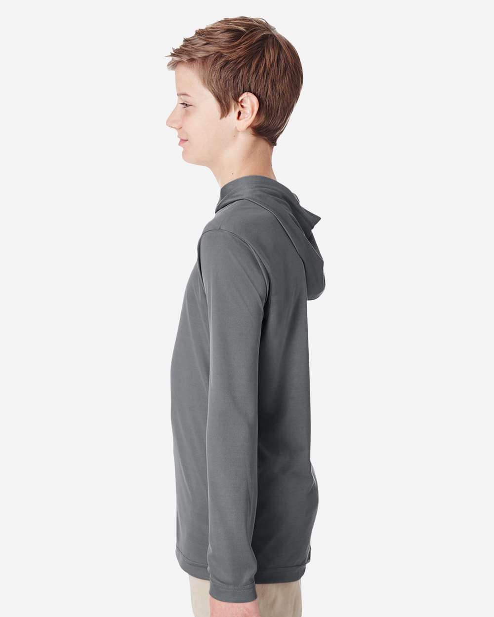 Youth Zone Performance Hooded T-Shirt - OnModelSide - B713D9133 - Sport Graphite