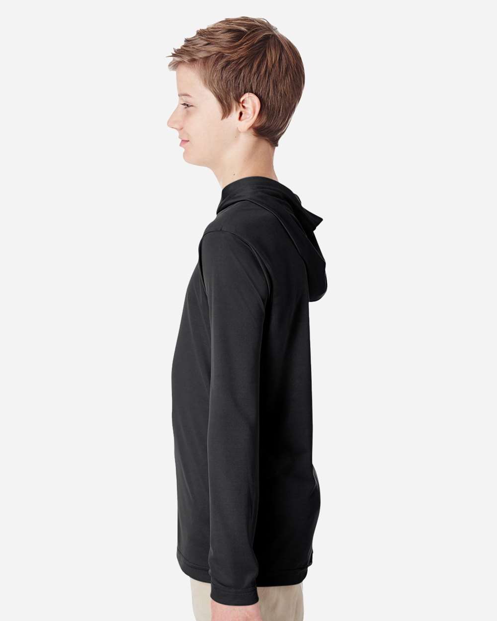 Youth Zone Performance Hooded T-Shirt - OnModelSide - B713D9503 - Black