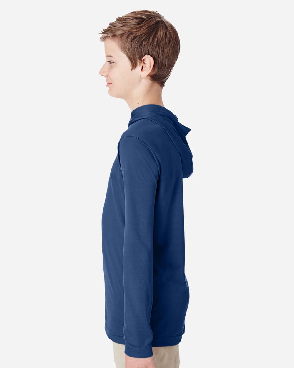 Youth Zone Performance Hooded T-Shirt - OnModelSide - B713D9653 - Sport Dark Navy