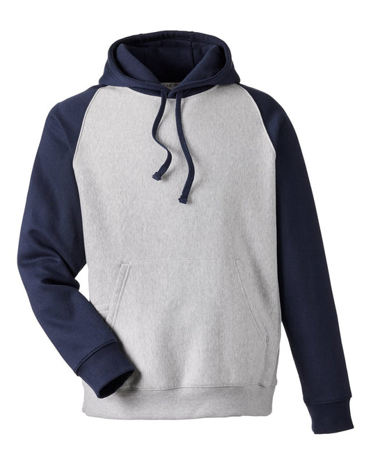 Unisex Zone HydroSport™ Heavyweight Colorblock Hooded Sweatshirt - Front - B760D9653 - Athletic Heather/ Sport Dark Navy