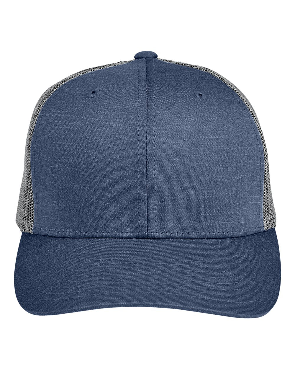 Youth Zone Sonic Heather Trucker Cap - Front - B742D9650 - Sport Dark Navy Heather/ Sport Graphite