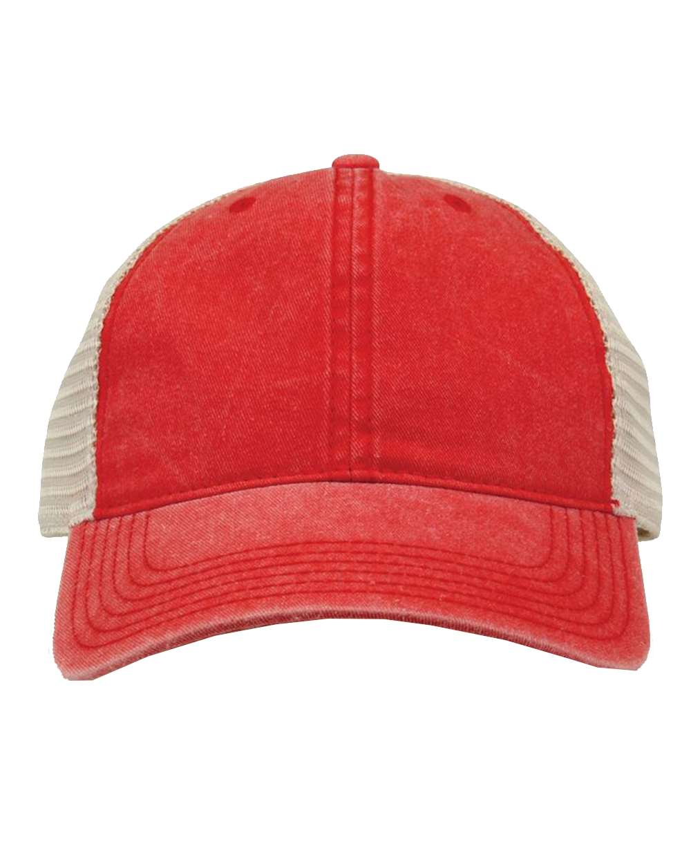 Pigment-Dyed Trucker Cap - Front - B13195700 - Red/ Stone