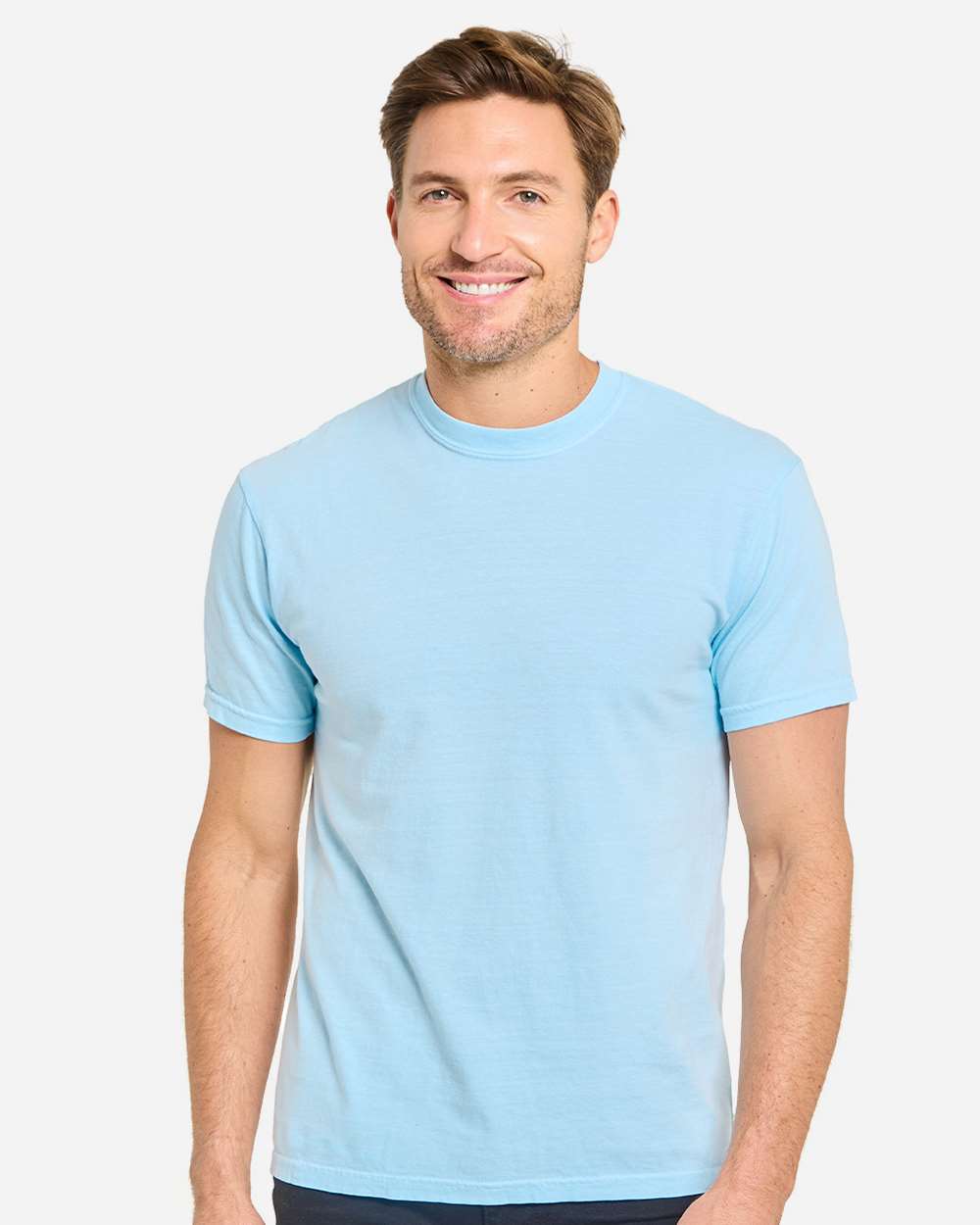 Unisex Colors Garment-Dyed T-Shirt - OnModelFront - B807E0043 - Chambray