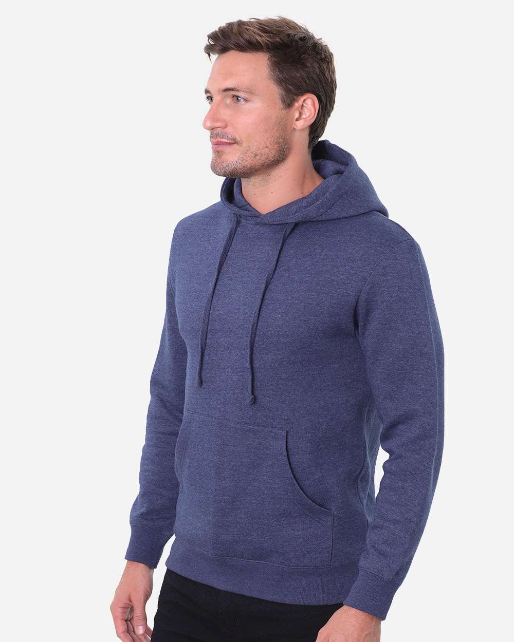 Unisex Epic Fleece Pullover Hooded Sweatshirt - OnModelSide - B815E0653 - Heather Navy
