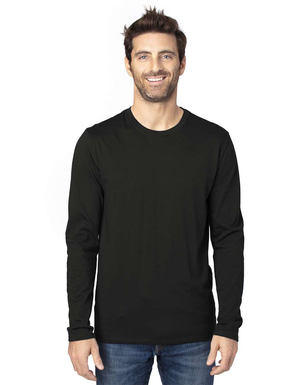 Unisex Ultimate CVC Long Sleeve T-Shirt - OnModelFront - B772E0503 - Black