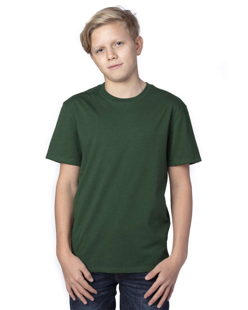 Youth Ultimate CVC T-Shirt - OnModelFront - B804E0522 - Forest Green