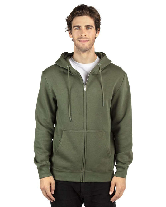 Unisex Fleece Full-Zip Hooded Sweatshirt - OnModelFront - B792E0612 - Army