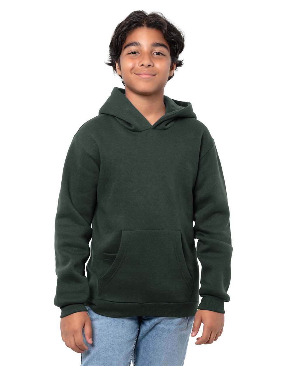 Youth Epic Fleece Pullover Hooded Sweatshirt - OnModelFront - B816E0522 - Forest Green
