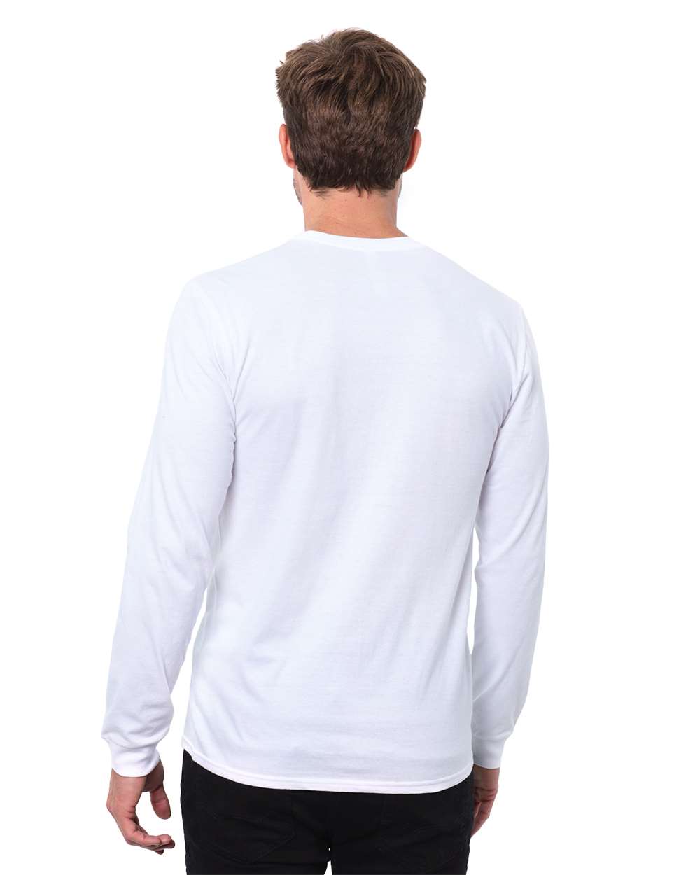Unisex Epic CVC Long Sleeve T-Shirt - OnModelBack - B818E0002 - Solid White