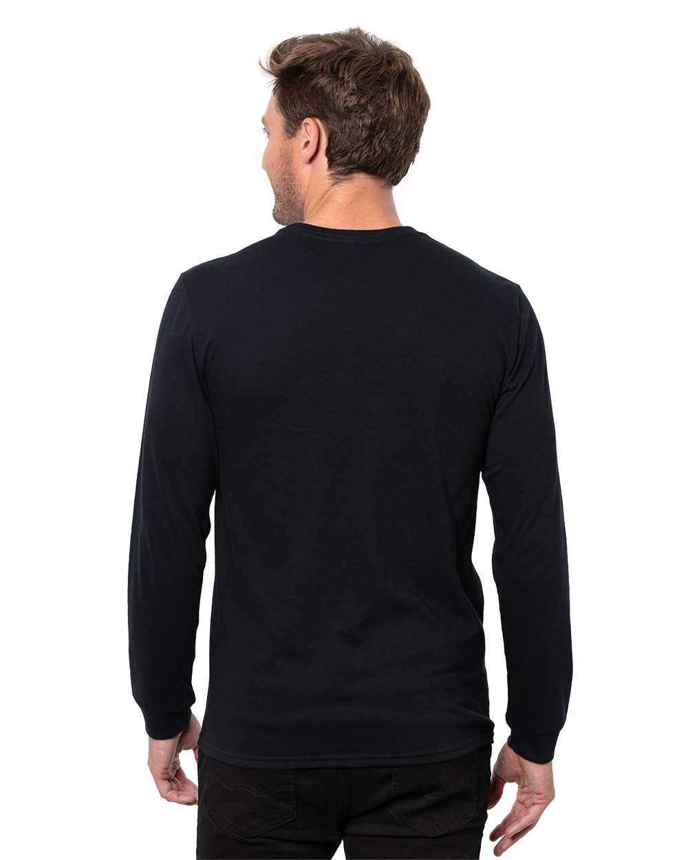 Unisex Epic CVC Long Sleeve T-Shirt - OnModelBack - B818E0502 - Solid Black