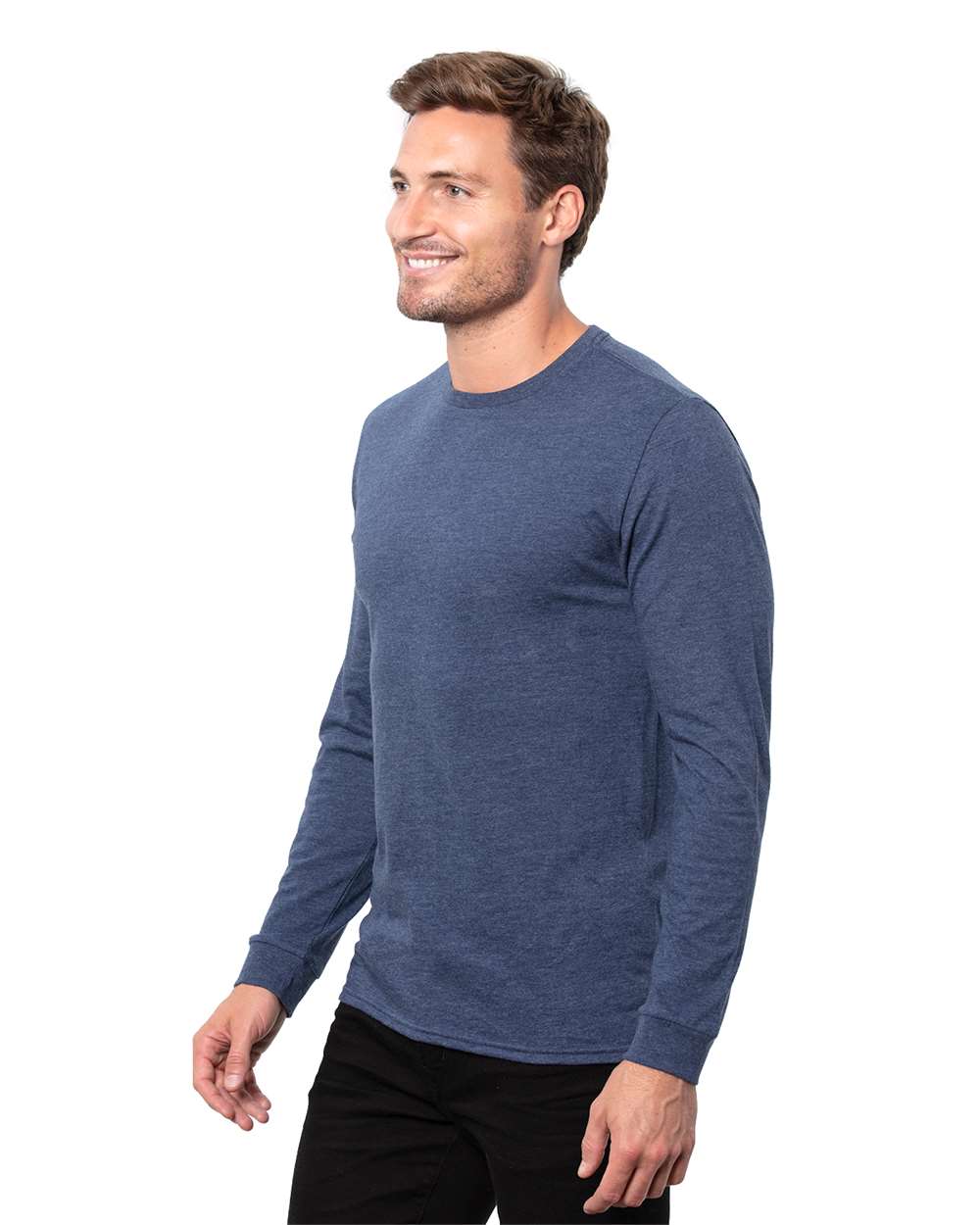Unisex Epic CVC Long Sleeve T-Shirt - OnModelSide - B818E0652 - Heather Navy