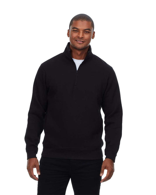 Unisex Ultimate Fleece Quarter-Zip Sweatshirt - OnModelFront - B791E0502 - Black