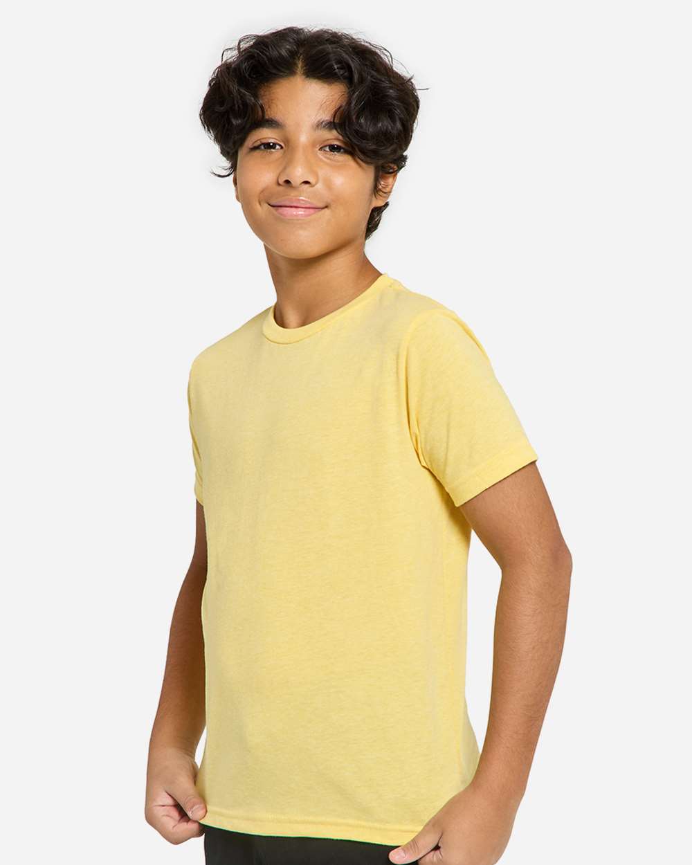 Youth Epic Cotton T-Shirt - OnModelSide - B812E0412 - Bright Yellow