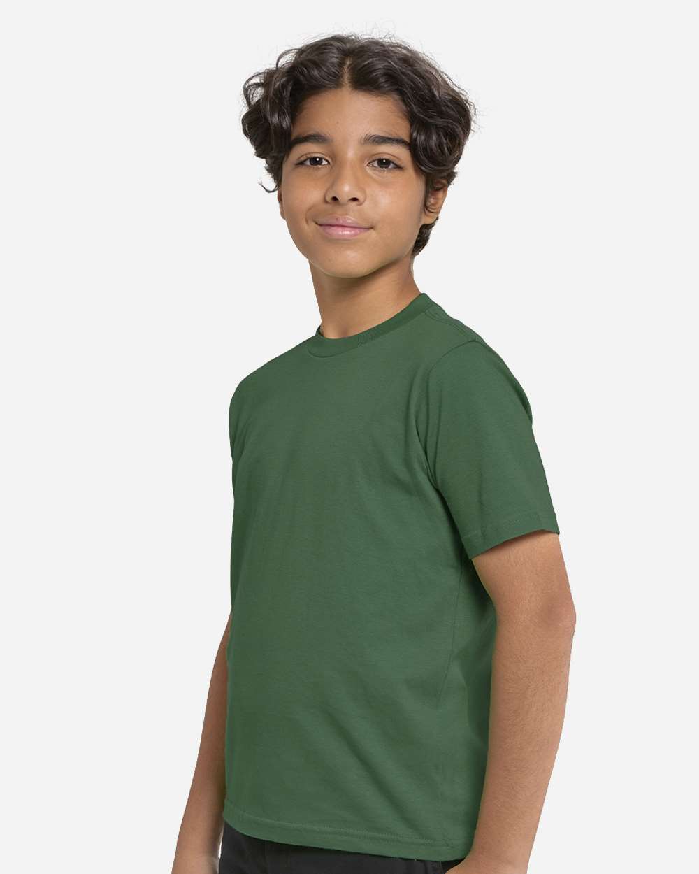 Youth Epic Cotton T-Shirt - OnModelSide - B812E0522 - Forest Green
