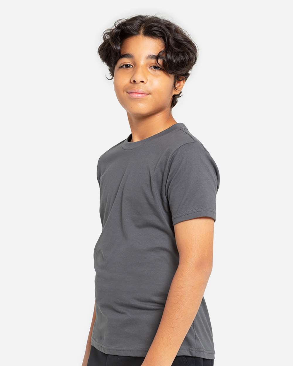 Youth Epic Cotton T-Shirt - OnModelSide - B812E0582 - Charcoal