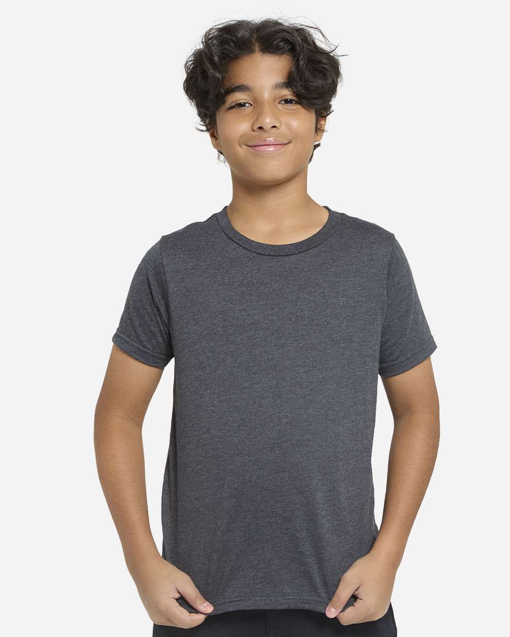 Youth Epic CVC T-Shirt - OnModelFront - B814E0102 - Heather Black