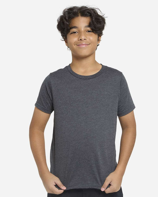 Youth Epic CVC T-Shirt - OnModelFront - B814E0102 - Heather Black