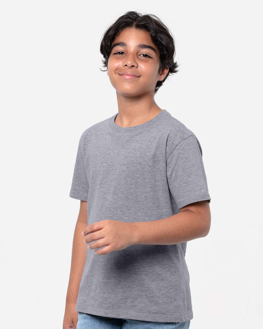Youth Epic CVC T-Shirt - OnModelSide - B814E0582 - Heather Dark Grey