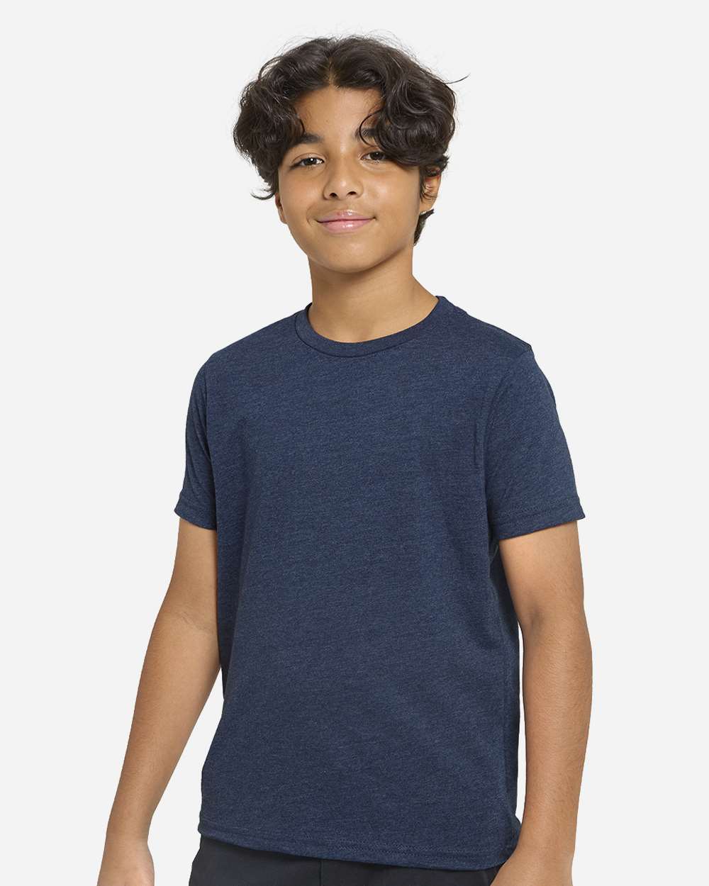 Youth Epic CVC T-Shirt - OnModelSide - B814E0652 - Heather Navy
