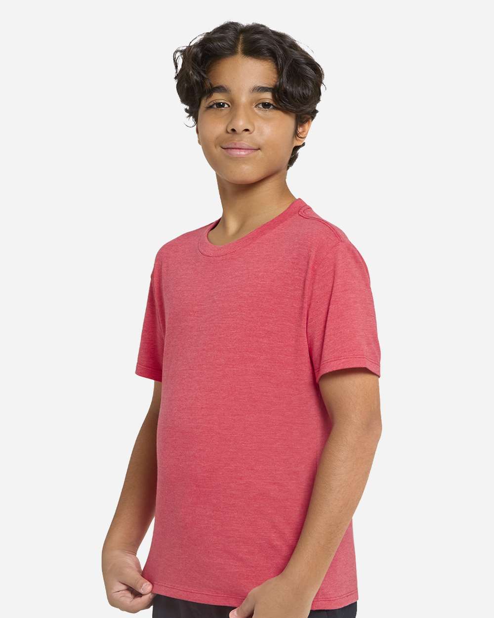 Youth Epic CVC T-Shirt - OnModelSide - B814E0702 - Heather Red