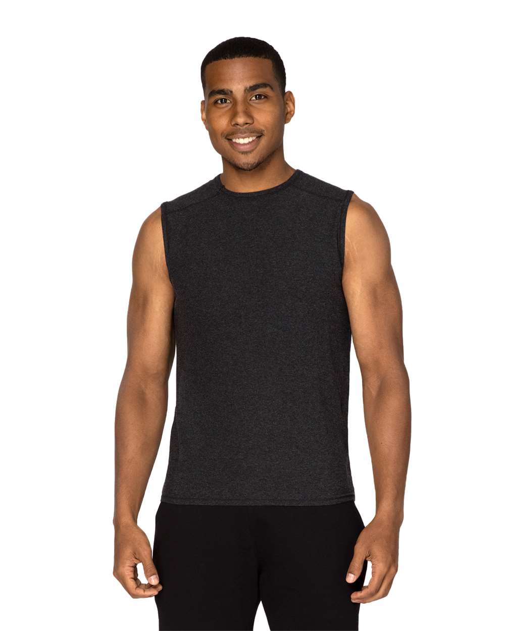 Unisex Impact Tank Top - OnModelFront - B801E0102 - Black Heather