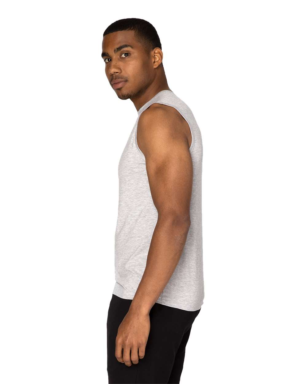Unisex Impact Tank Top - OnModelSide - B801E0352 - Heather Grey