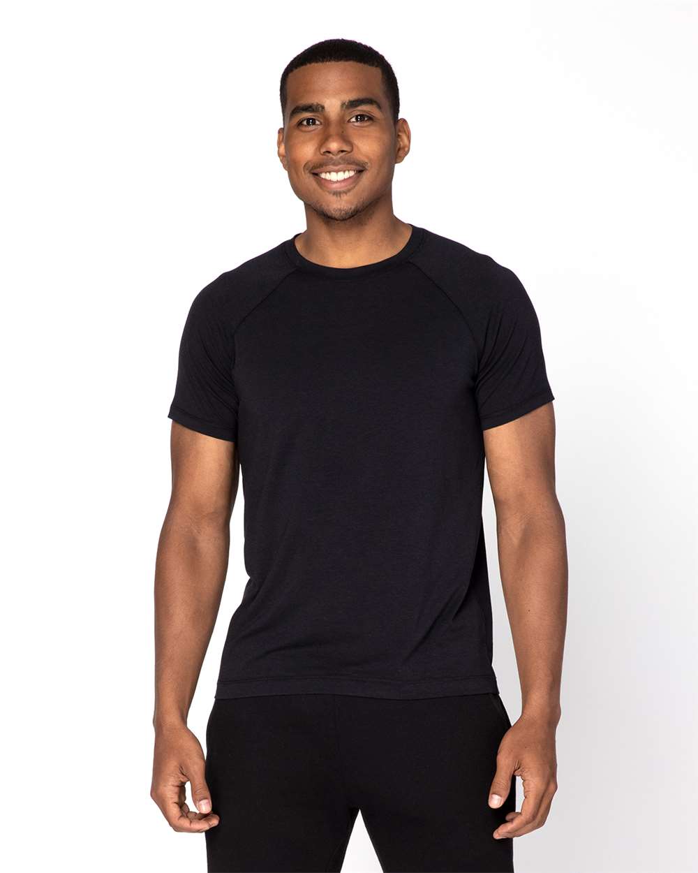 Unisex Impact Raglan T-Shirt - OnModelFront - B800E0502 - Black