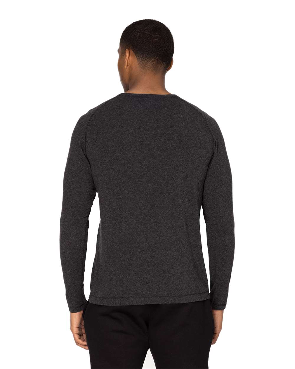 Unisex Impact Long-Sleeve T-Shirt - OnModelBack - B798E0102 - Black Heather