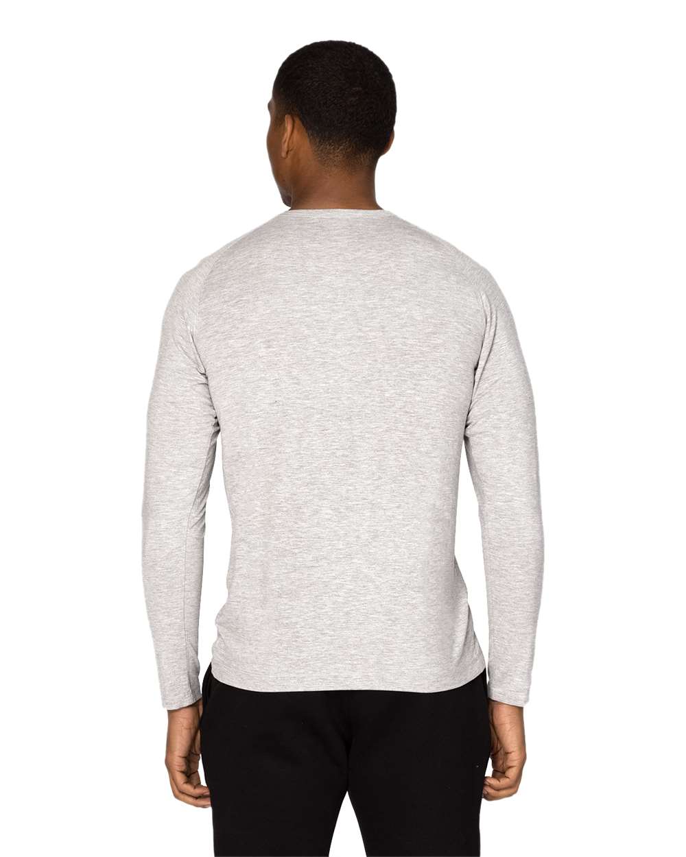 Unisex Impact Long-Sleeve T-Shirt - OnModelBack - B798E0352 - Heather Grey