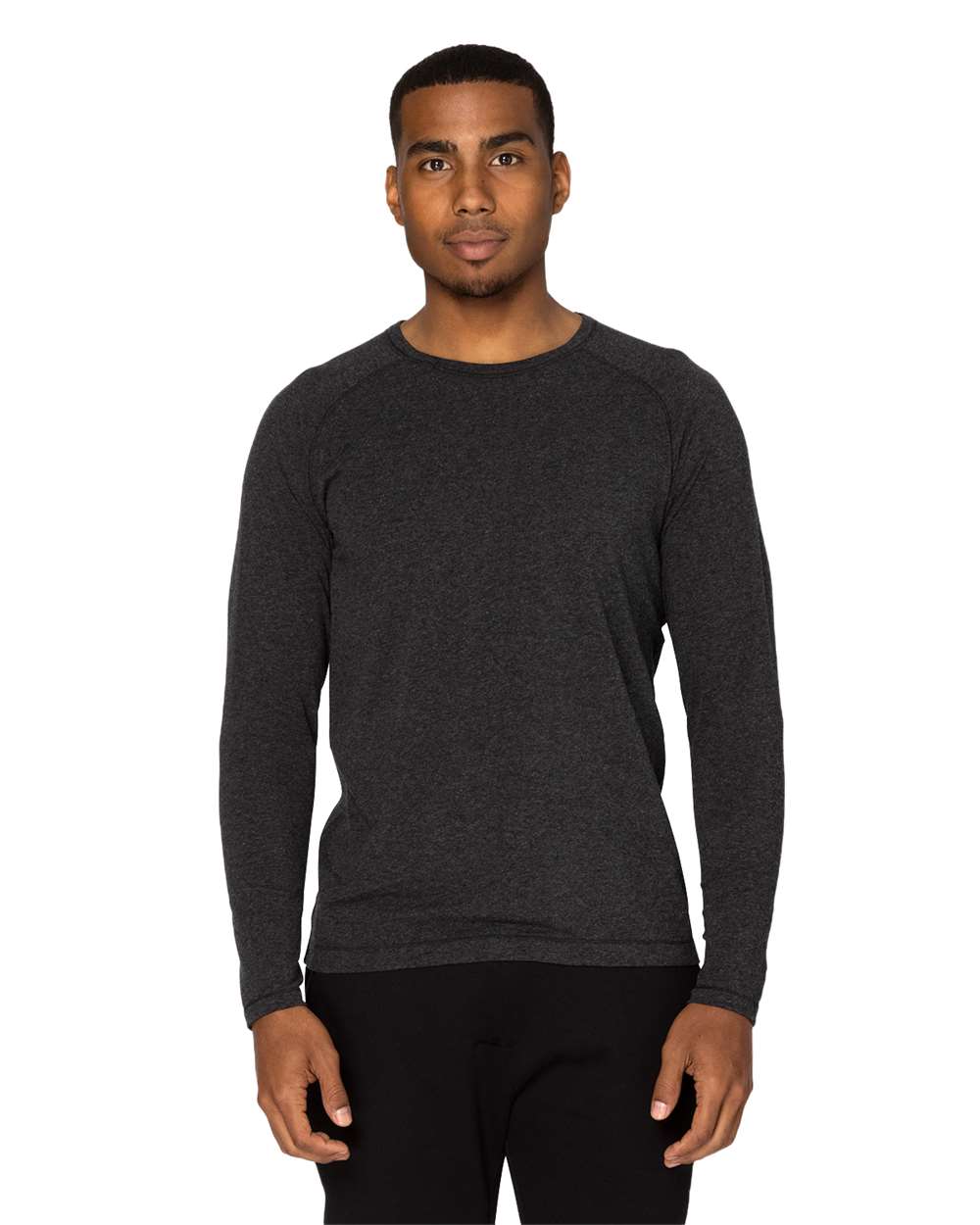 Unisex Impact Long-Sleeve T-Shirt - OnModelFront - B798E0102 - Black Heather