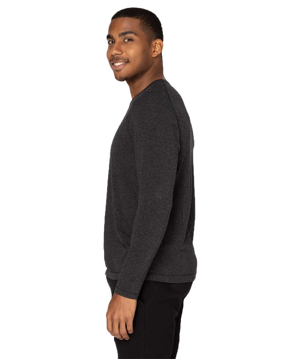 Unisex Impact Long-Sleeve T-Shirt - OnModelSide - B798E0102 - Black Heather