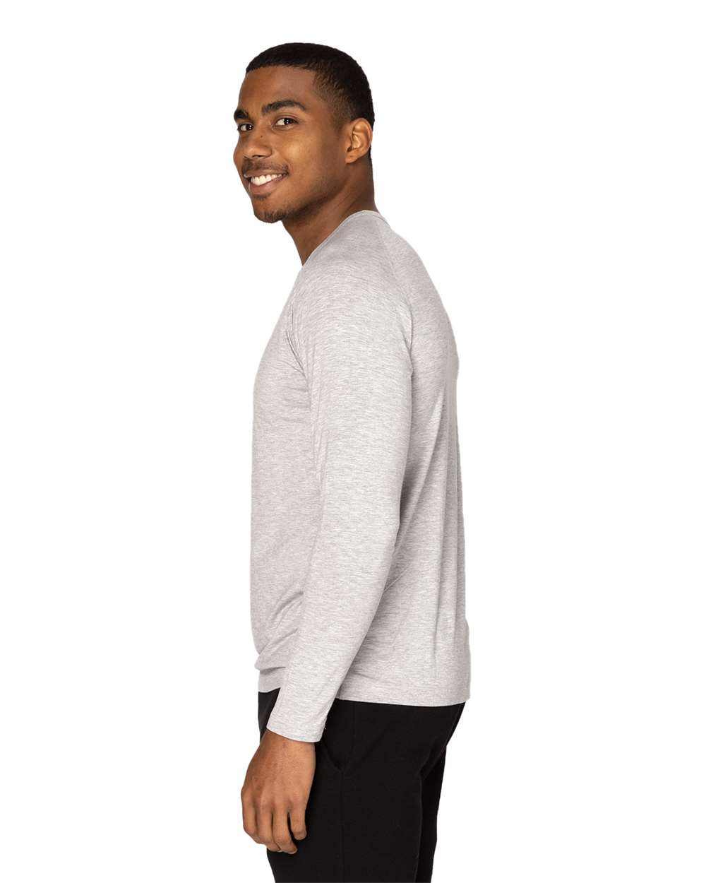 Unisex Impact Long-Sleeve T-Shirt - OnModelSide - B798E0352 - Heather Grey