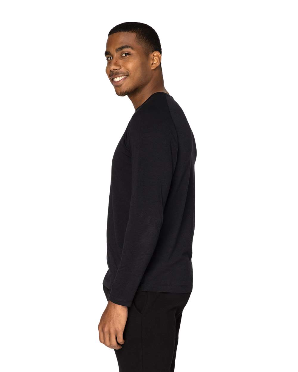Unisex Impact Long-Sleeve T-Shirt - OnModelSide - B798E0502 - Black