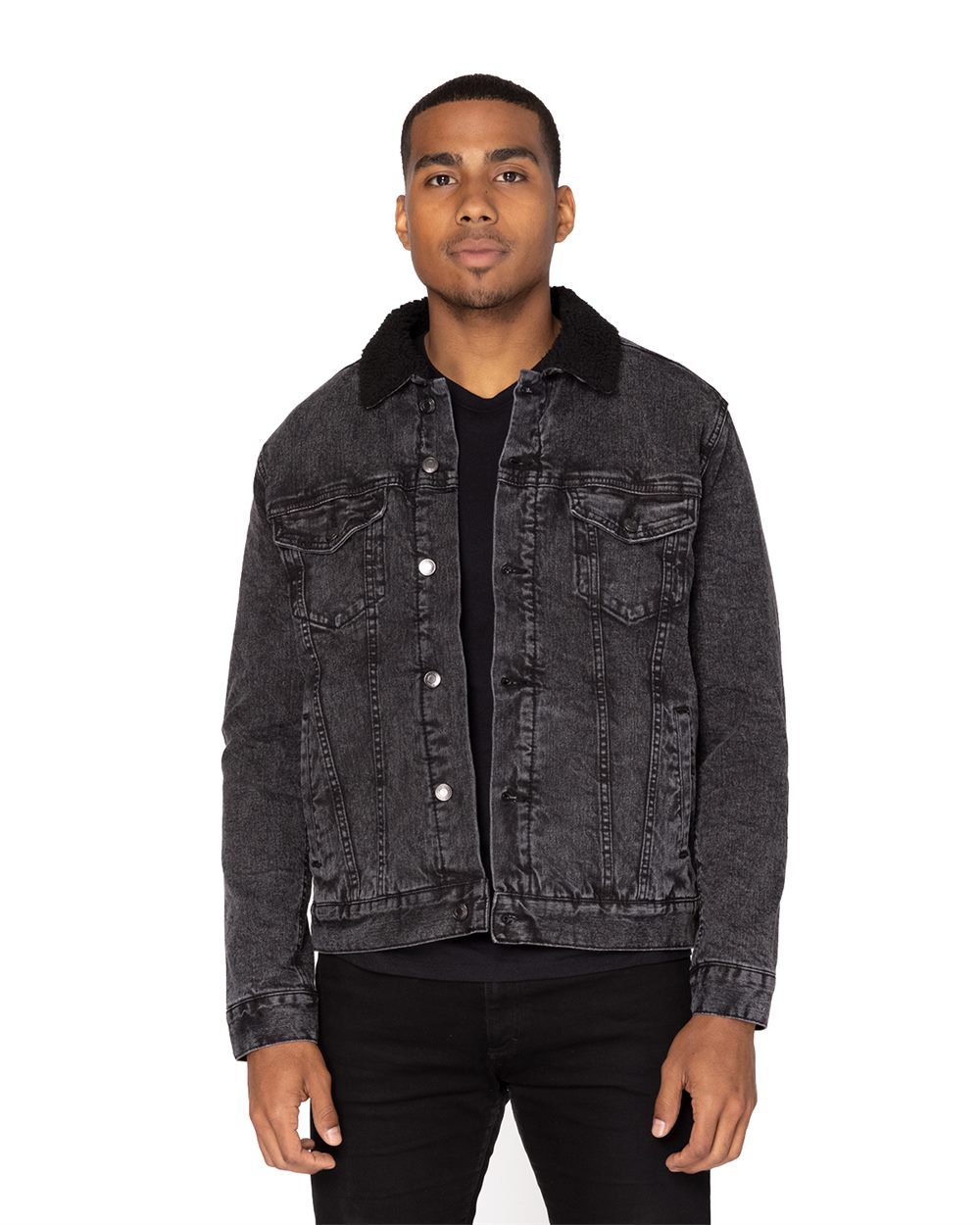 Unisex Sherpa-Lined Denim Jacket - styleImage