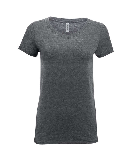 Women's Vintage Dye V-Neck T-Shirt - Front - B865E0093 - Vintage Charcoal