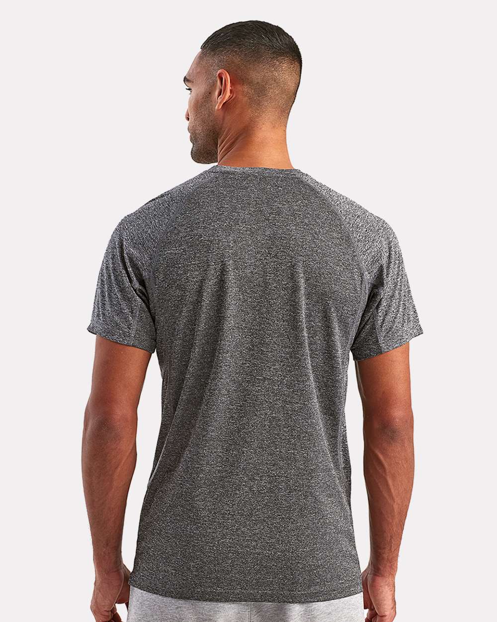 Unisex Panelled Tech T-Shirt - OnModelBack - B847A2582 - Black Melange