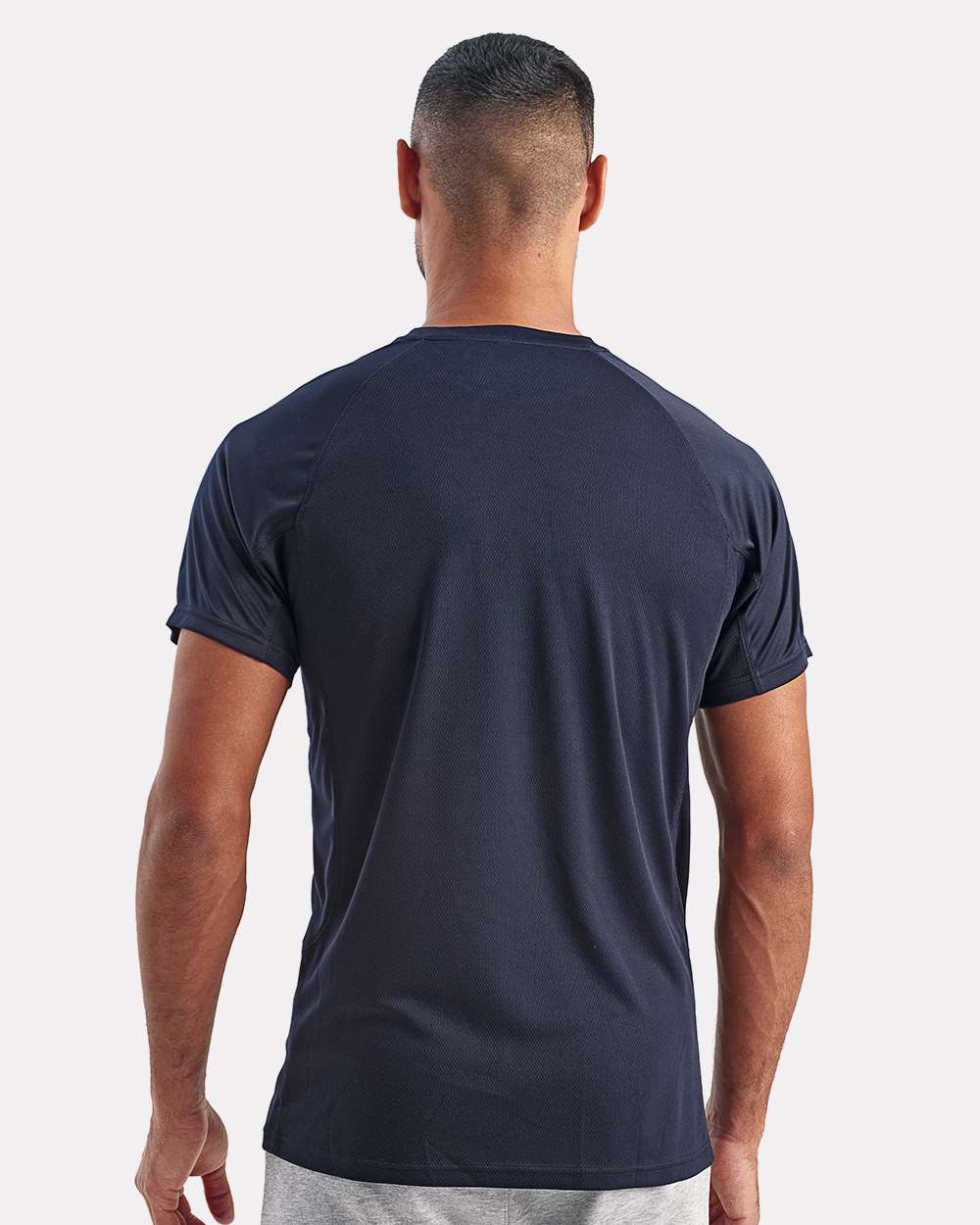Unisex Panelled Tech T-Shirt - OnModelBack - B847A2652 - French Navy