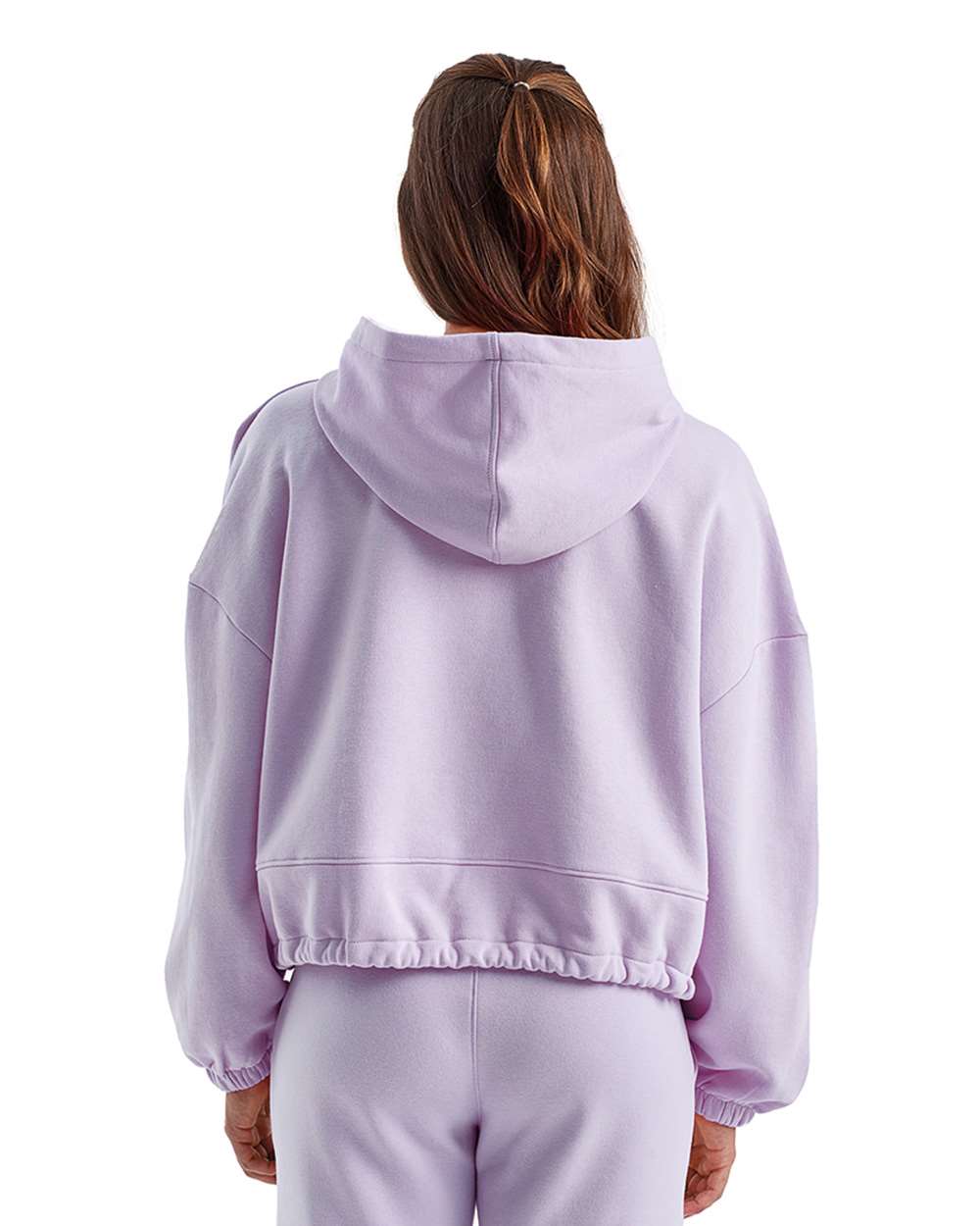 Women's Cropped Maria Hooded Sweatshirt - OnModelBack - B855A2212 - Lilac