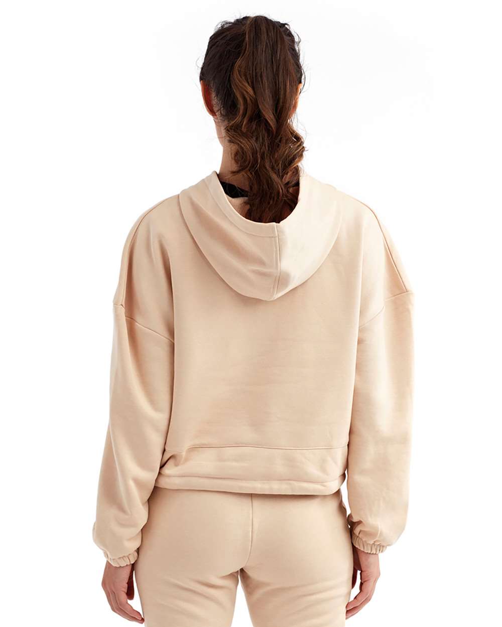 Women's Cropped Maria Hooded Sweatshirt - OnModelBack - B855A2242 - Nude