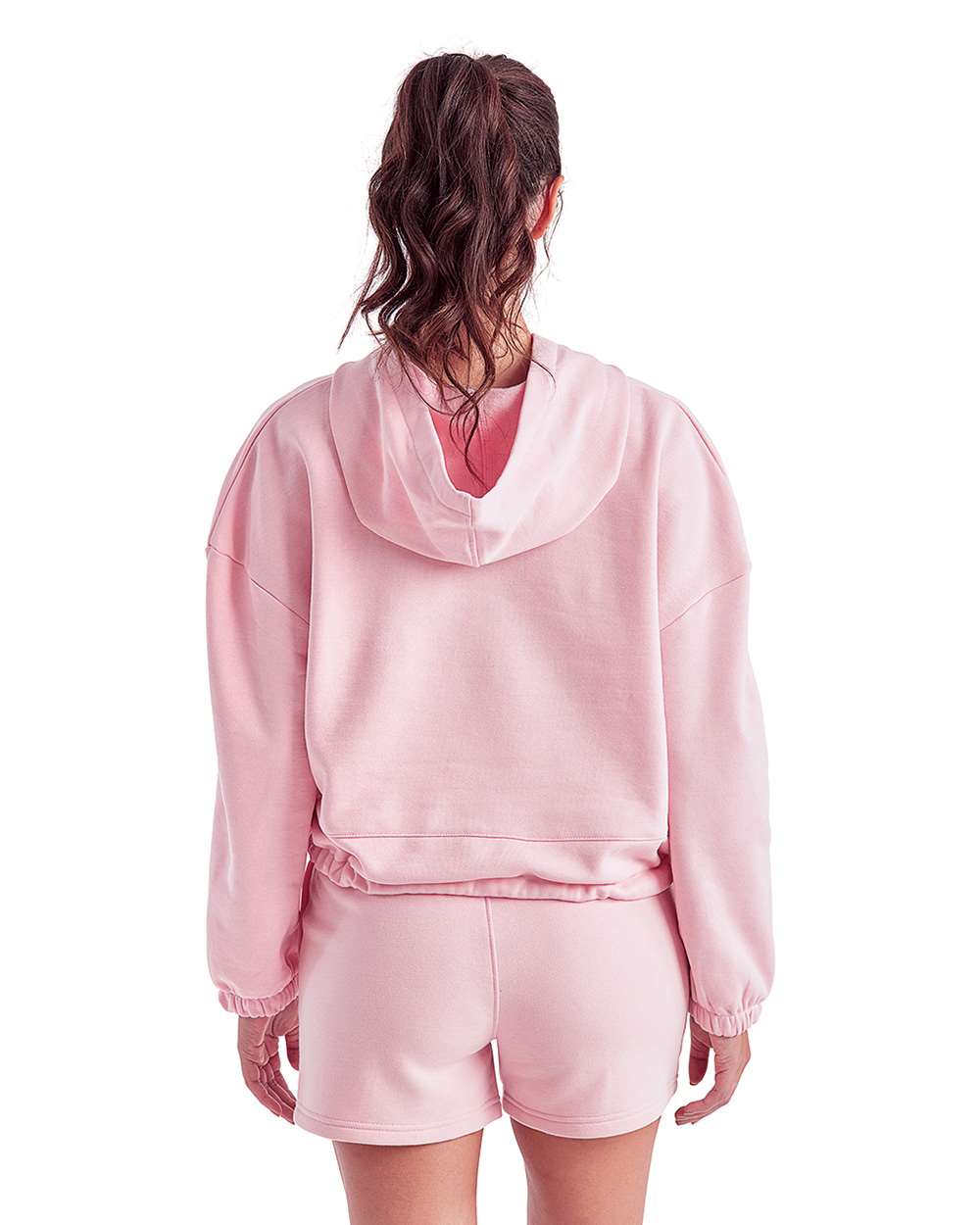 Women's Cropped Maria Hooded Sweatshirt - OnModelBack - B855A2302 - Light Pink