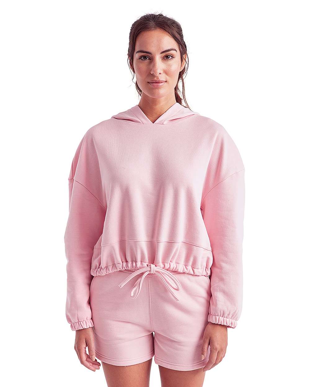 Women's Cropped Maria Hooded Sweatshirt - OnModelFront - B855A2302 - Light Pink
