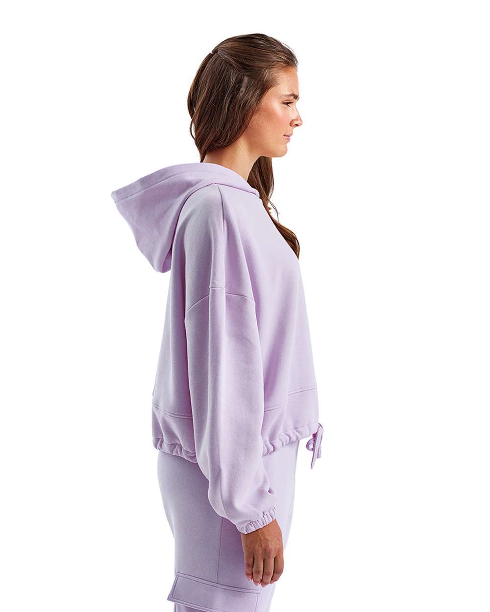 Women's Cropped Maria Hooded Sweatshirt - OnModelSide - B855A2212 - Lilac