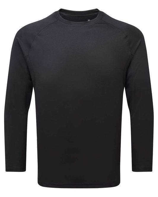Unisex Panelled Long Sleeve Tech T-Shirt - Front - B850A2502 - Black