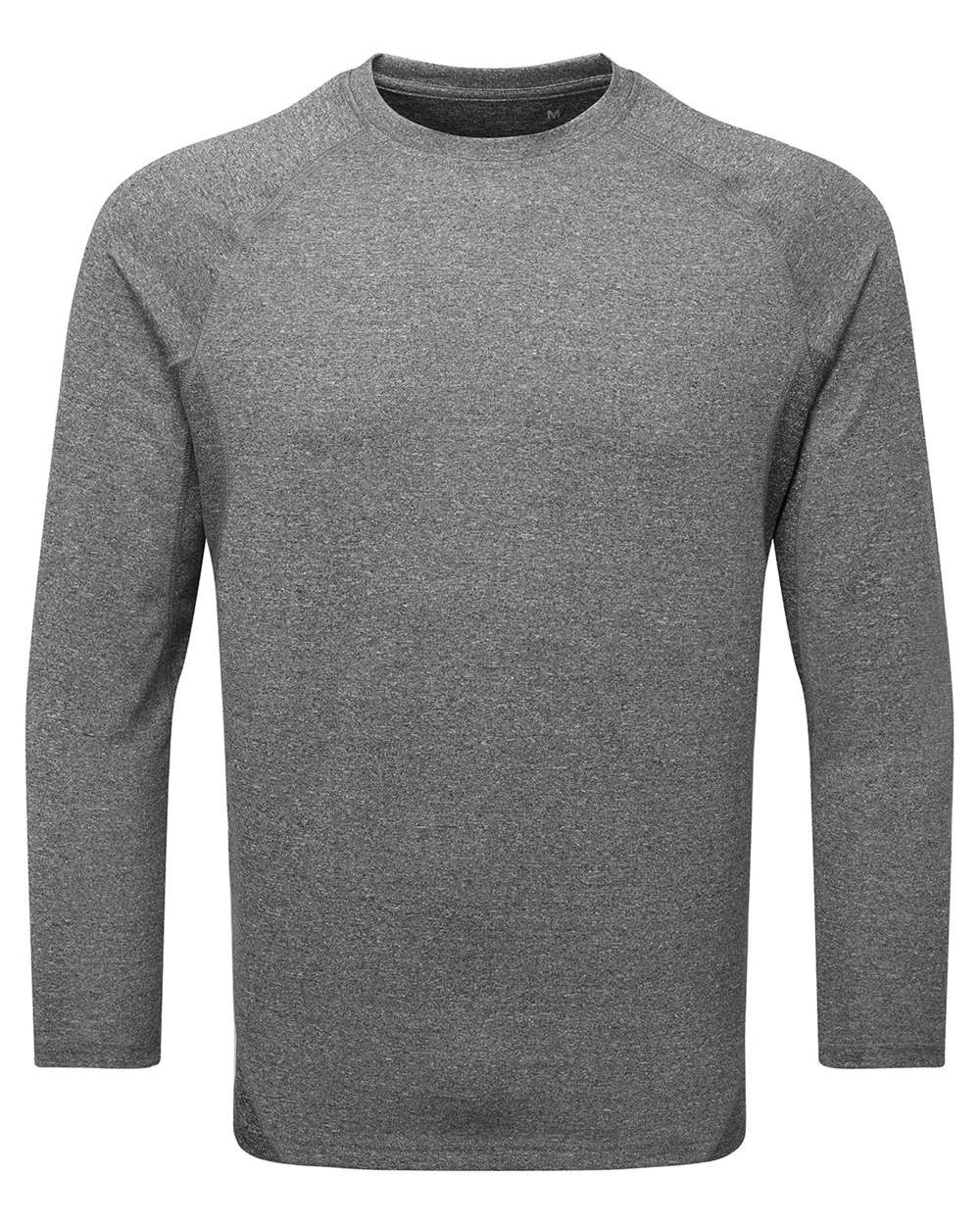 Unisex Panelled Long Sleeve Tech T-Shirt - Front - B850A2582 - Black Melange