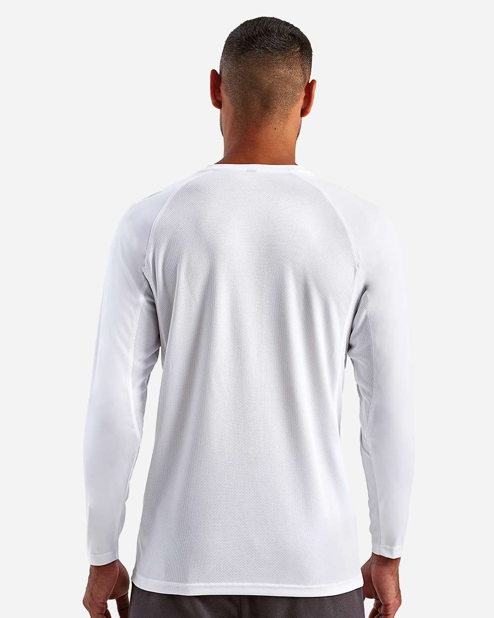 Unisex Panelled Long Sleeve Tech T-Shirt - OnModelBack - B850A2002 - White