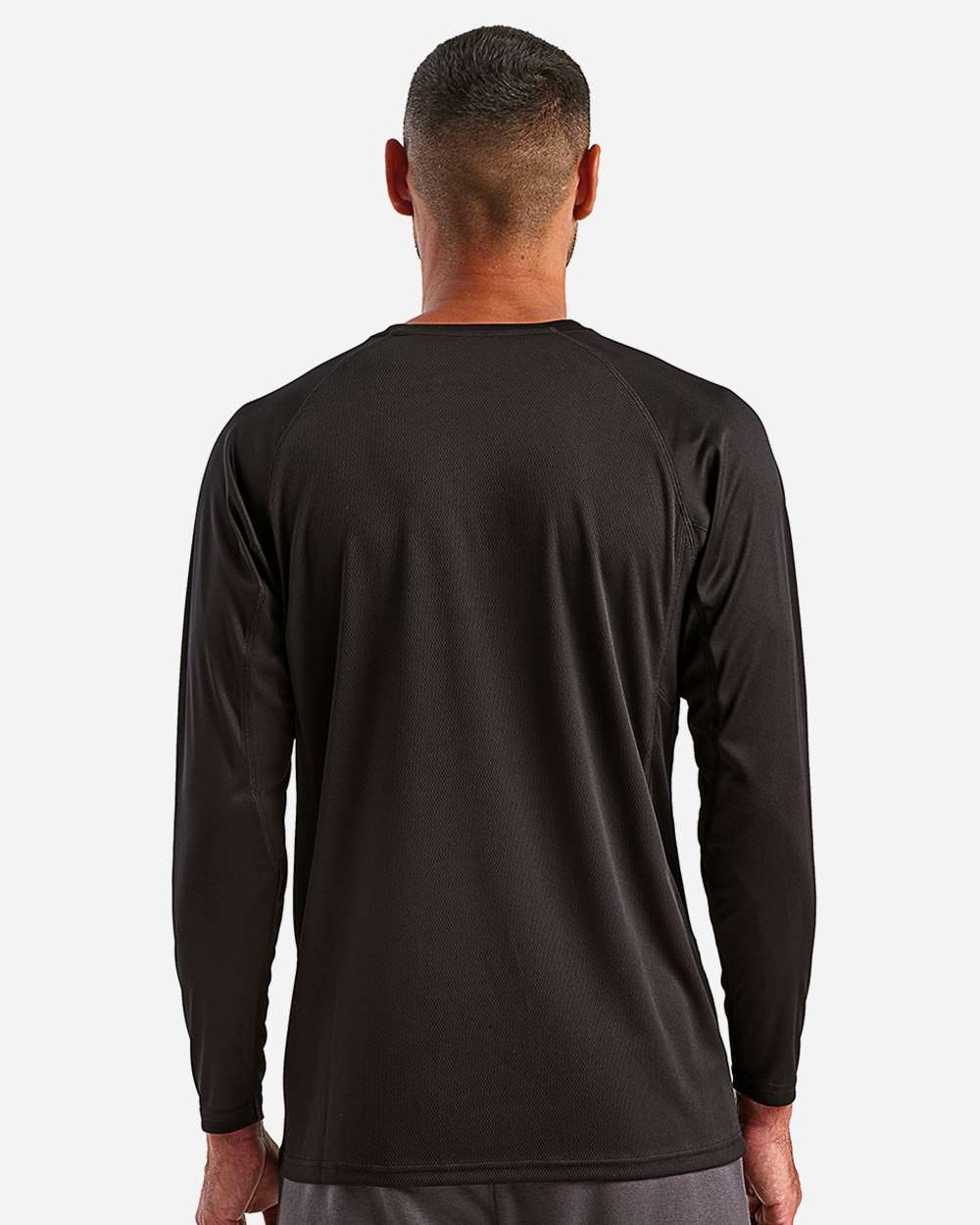 Unisex Panelled Long Sleeve Tech T-Shirt - OnModelBack - B850A2502 - Black