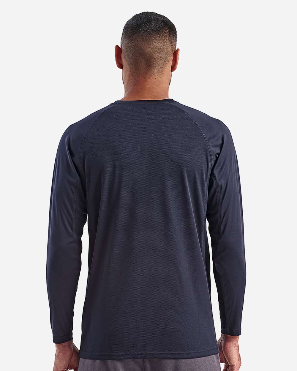 Unisex Panelled Long Sleeve Tech T-Shirt - OnModelBack - B850A2652 - French Navy